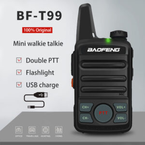 A pair Baofeng BF-T1 Two-way Radio Upgraded T99 Mini Flashlight Dual PTT USB Charge
