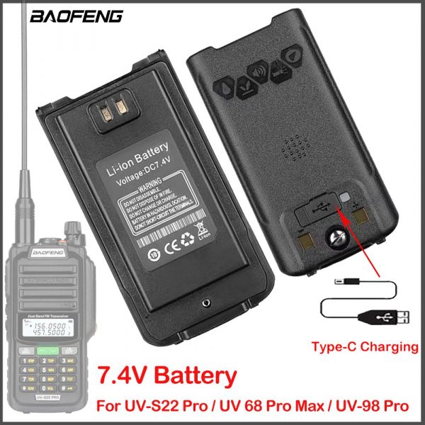 Baofeng High Capital Li-ion Battery for UV-S22 Pro UV-68 Pro Max UV-98 Pro Walkie Talkie