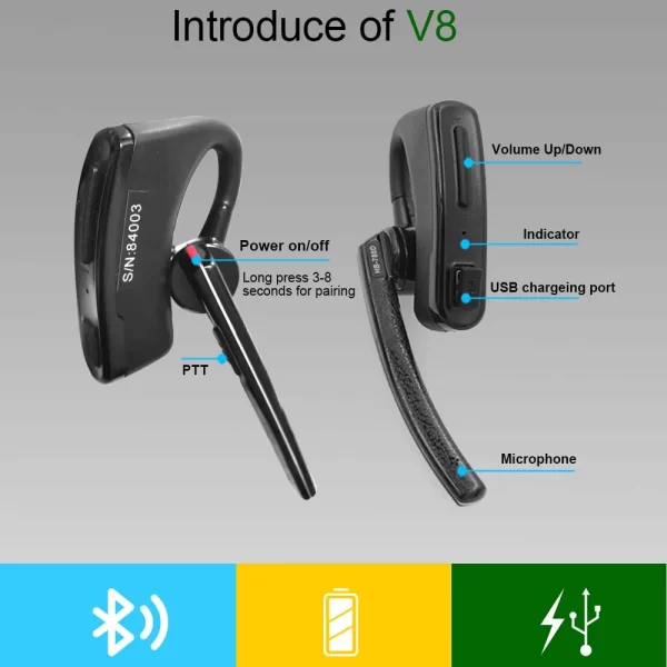 Wireless PTT Earphone Bluetooth Headset For HYT TC-610 TC500 TC700 Motorola GP300 GP308 GP68 GP88 Walkie Talkie Accessories Headset - Image 2