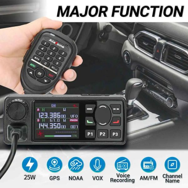 Alafone G550 25W Mobie Radio 108-520MHz Full Band AM AIR Band 999 Channels Amateur GPS Radio Car Radio Station with Microphone - Image 3