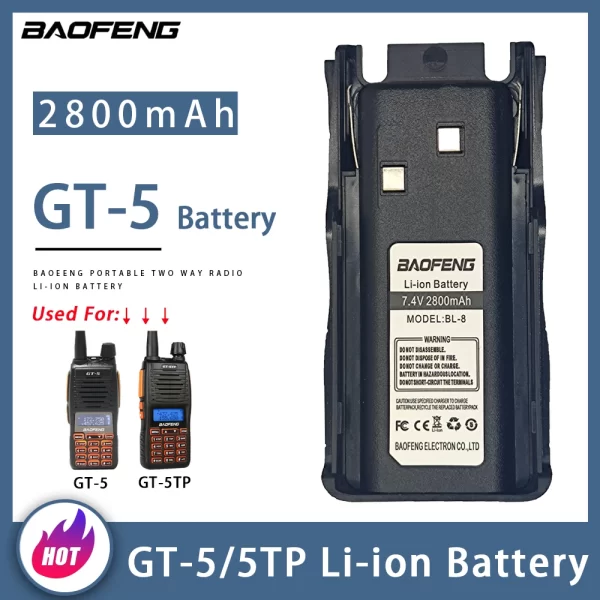 BAOFENG GT-5 Battery Li-ion 7.4V 2800mAh For GT-5 GT-5TP Two Way Radios
