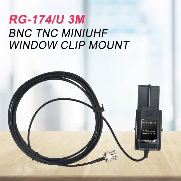 for Car Mobile Ham Radio Nagoya RB-CLP Window Clip Mount with RG-174/U 3M Cable Antenna Extend Line - Image 3