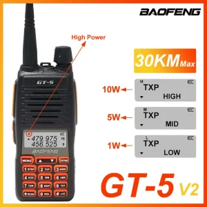 BAOFENG Newest Version GT-5 V2 10W 30KM Max Long Range Updated UV82 Handheld Radio