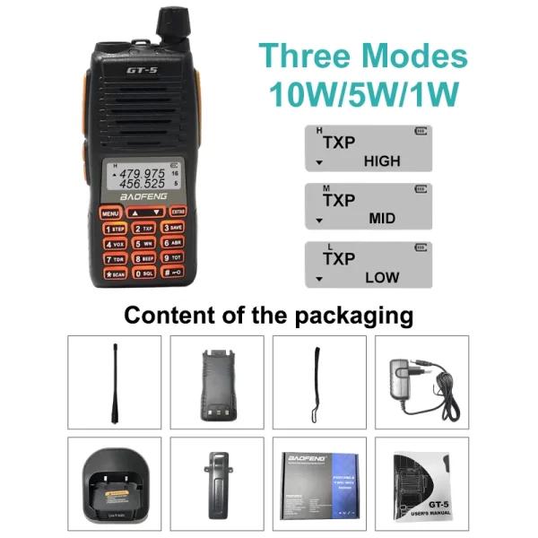 BAOFENG Newest Version GT-5 V2 10W 30KM Max Long Range Updated UV82 Handheld Radio - Image 6