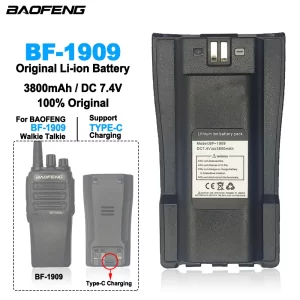 BAOFENG Walkie Talkie BF-1909 Li-ion Battery 3800mAh 7.4V BF1909 Portable Radios Extra Replacement Batteries Suport Type-C