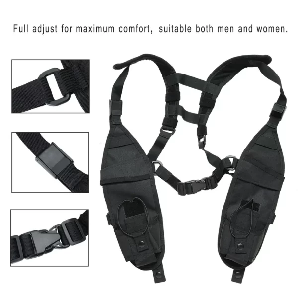 Functional Carry Case Pouch Chest Bag Double Shoulder Chest for TYT Baofeng BF-888S UV-5R UV-13 UV-9R PRO Walkie Talkie Radio - Image 5