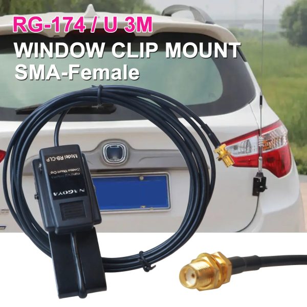 for Car Mobile Ham Radio Nagoya RB-CLP Window Clip Mount with RG-174/U 3M Cable Antenna Extend Line - Image 2