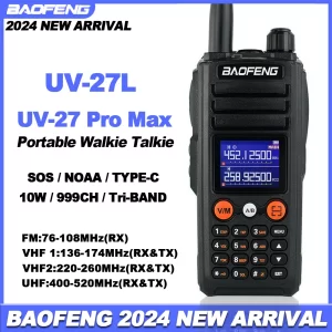 BAOFENG UV-27L Handheld Walkie Talkie Tri-Band 999CH NOAA Type-C Charging
