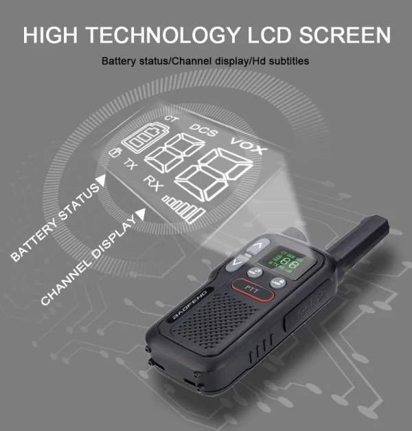 2pcs/lot Baofeng BF-T18 PMR 446 FRS Licence Free Dual PTT USB Portable Two-way Radio - Image 5