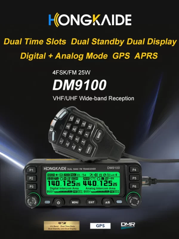 Mobile Radio Small DM9100 Dual Band VHF/UHF 25W Digital Analog GPS APRS DMR Car Walkie Talkie - Image 2