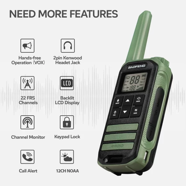3Pcs Baofeng FR-22A FRS 462MHz Mini Ham Radio For Sport, Hiking, NOAA (without earphone) - Image 2