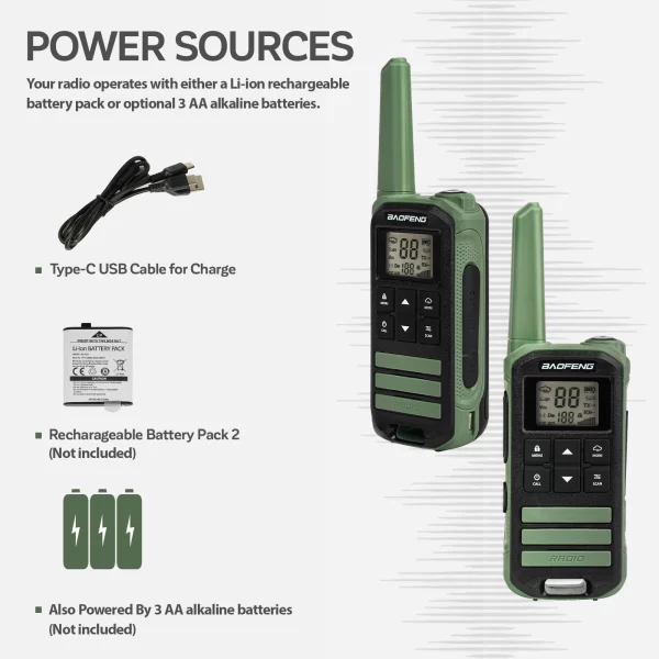 3Pcs Baofeng FR-22A FRS 462MHz Mini Ham Radio For Sport, Hiking, NOAA (without earphone) - Image 3