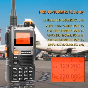 Baofeng UV-K61 Walkie Talkie AM FM Multi-band NoAA Noise Cancel Wireless Frequency Copy VOX FM Radio 2600mAh USB-C Battery with Headset