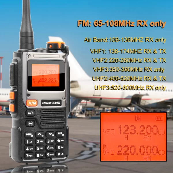 Baofeng UV-K61 Walkie Talkie AM FM Multi-band NoAA Noise Cancel Wireless Frequency Copy VOX FM Radio 2600mAh USB-C Battery with Headset