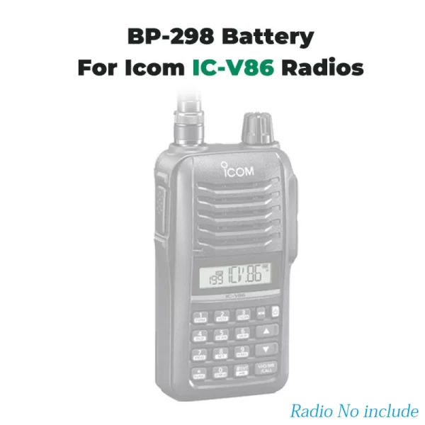 BP-298 Li-ion Battery with Belt Clips for  Icom IC-V86 Two Way Radio - Image 3