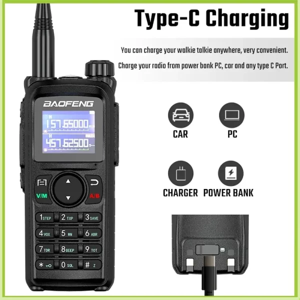 UV-28 Pro Max Baofeng UV 28 Tri Band 5-10km 10W  USB C Charging NOAA 999CH UV-28L Long Range FM Ham Radio - Image 5