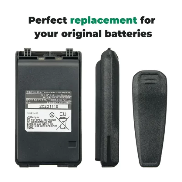BP-298 Li-ion Battery with Belt Clips for  Icom IC-V86 Two Way Radio - Image 2