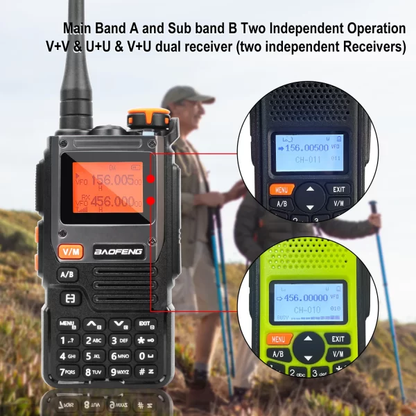 Baofeng UV-K61 Walkie Talkie AM FM Multi-band NoAA Noise Cancel Wireless Frequency Copy VOX FM Radio 2600mAh USB-C Battery with Headset - Image 3