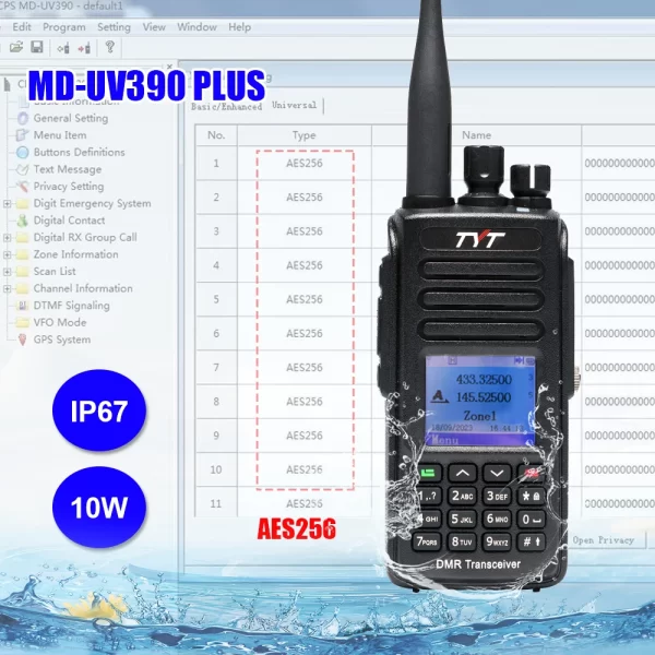 2pcs TYT MD-UV390PLUS DMR Digital Walkie Talkie MD UV390 PLUS Waterproof Dual Band 5W 10W AES256 UV transceiver - Image 5