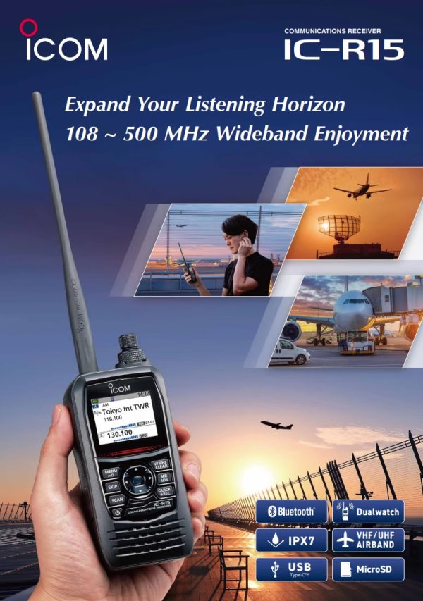 ICOM IC-R15 New Multi functional Bluetooth Handheld WIDEBAND Receiver