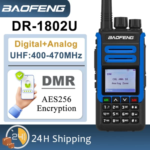 Baofeng DR-1802U Digital Walkie Talkie DMR AES256 Encryption 1024Channel UHF400-470MHz Single Band Digital Analog Long Range Radio