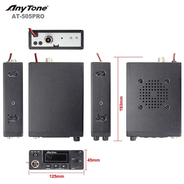 New Anytone AT-505Pro CB Car Radio 26.965-27.405MHz 4W 40Channels AM/FM/PA Scan Function ASQ/SQ/VOX Mobile Transceiver - Image 3