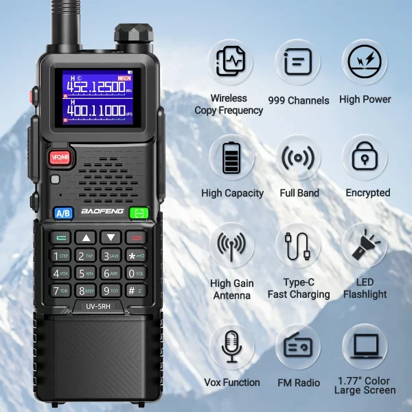 Baofeng UV-5RH PRO MAX Air Band Walkie Talkie 3800mAh Wireless Copy Frequency Multi Band Type-C for UV-5R Long Range Ham Radio - Image 4