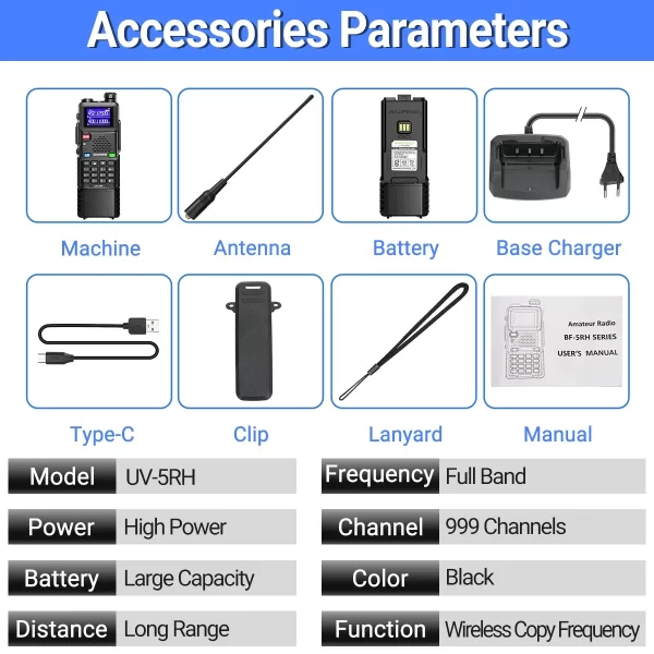 Baofeng UV-5RH PRO MAX Air Band Walkie Talkie 3800mAh Wireless Copy Frequency Multi Band Type-C for UV-5R Long Range Ham Radio - Image 6