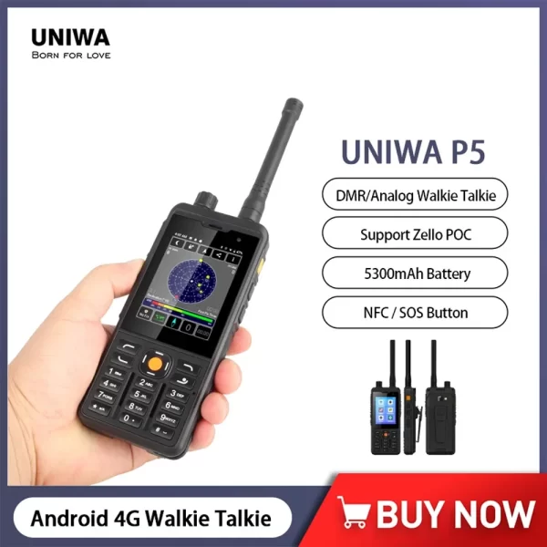 UNIWA P5 DMR Phone Zello POC Smartphone 4G LTE Digital Walkie Talkie UHF 400-480mhz