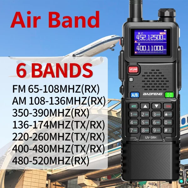 Baofeng UV-5RH PRO MAX Air Band Walkie Talkie 3800mAh Wireless Copy Frequency Multi Band Type-C for UV-5R Long Range Ham Radio - Image 3