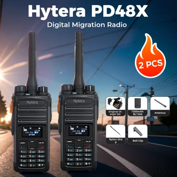 2PCS HYTERA  PD488 / PD480 / PD482 / PD485 / PD486   Pseudo Trunk Digital Two-way Radio Full-Keypad Long Range DMR Walkie Talkie Critical Message for SECURITY