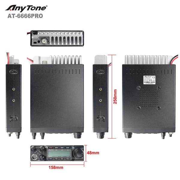 2024 New Anytone AT-6666Pro 80W High Power 10 Meter CB Radio CW/AM/FM/USB /LSB/PA Mode 40CH Car Mobile Radio - Image 4