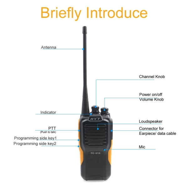 HYT TC-610 5W Portable Two Way Radio 1200mAH standard battery portable two way radio - Image 6