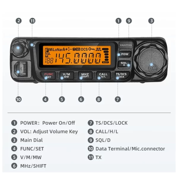 MobileVHF 60W UHF 45W Amateur Mobile Radio Base Stations With Scrambler (YANTON TM-8600) - Image 2