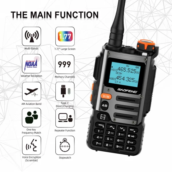 Baofeng UV-K68 Tri Band Walkie Talkie Air Band Radio K68 Charge UHF VHF DTMF FM NOAA Wireless Frequency Two Way Radio - Image 6
