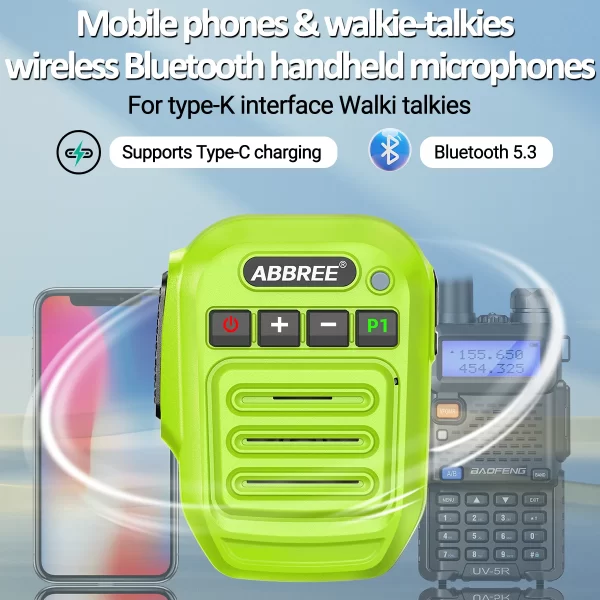 ABBREE Walkie Talkie Bluetooth Wireless Speaker Mic For Baofeng UV-5R UV-5RH UV-21 PRO V2 Quansheng UV-K5 (8) UV-K6 Ham Radio - Image 3
