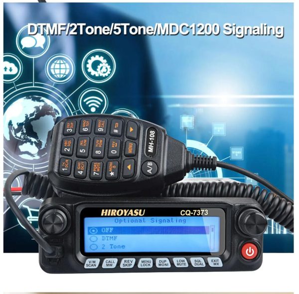 Walkie Talkie HIROYASU CQ-7373 Detachable Front Panel 108-615MHz Eight Bands Rx VU Dual Band Tx 50W 100Ch Air Band Amateur Mobile Transceiver - Image 6