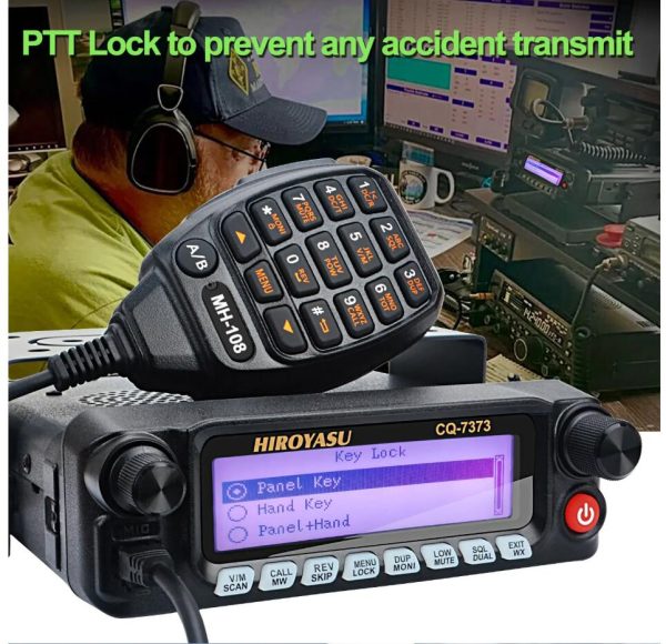 Walkie Talkie HIROYASU CQ-7373 Detachable Front Panel 108-615MHz Eight Bands Rx VU Dual Band Tx 50W 100Ch Air Band Amateur Mobile Transceiver - Image 5