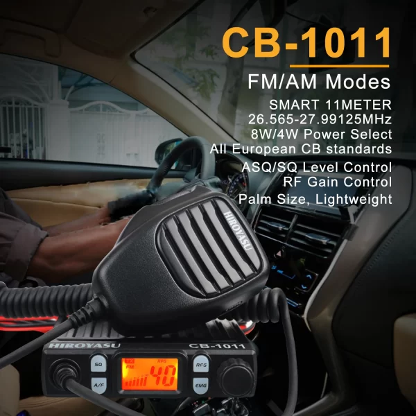 Hiroyasu Walkie Talkie CB-1011 Citizen Bands 26.565-27.99125MHz 11Meter Mini 27MHz FM/AM 8W 40Ch CB Radio For EU PL DE CE UK IN US IT Countries