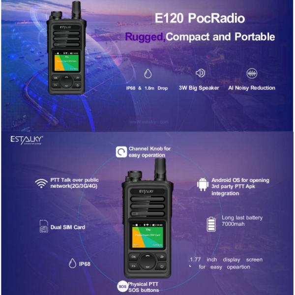 Estalky E120 LTE 4G handheld push to talk Poc Radio - Image 4