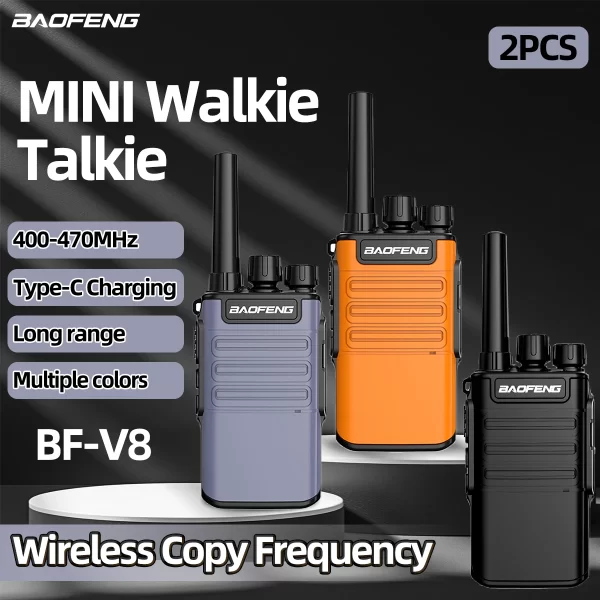 2pcs/lot Baofeng BF-V8 Long Range UHF Large Capacity Mini Two Way Radio For Restaurant Hotel