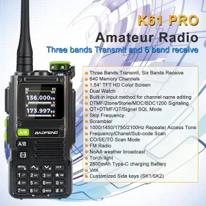 Baofeng K61pro Multi-band K61 PRO Pofung FM Dual Watch Scramble Skip Frequency Air Band Amateur Two Way Radio