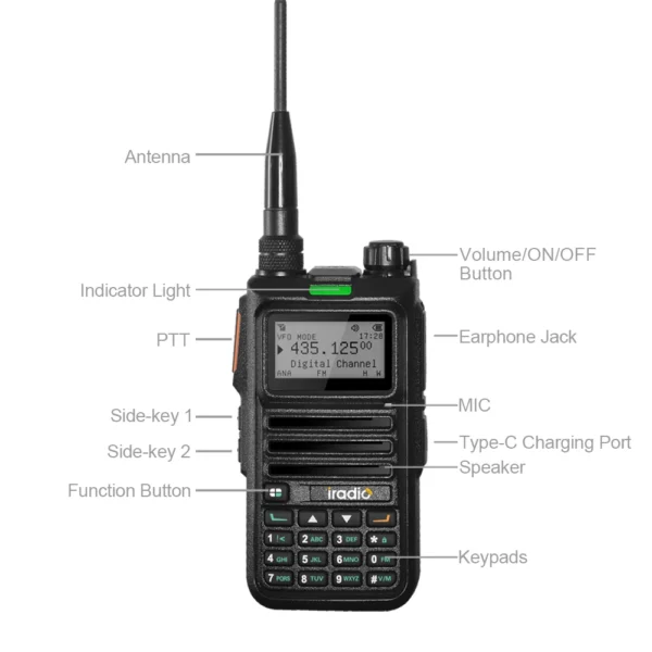 4PCS Iradio DM4R DMR Digital Analog Walkie Talkie AES-256 Encryption SMS Dual Mode Dual Time Slot 1024 CH DM-UV4R - Image 3