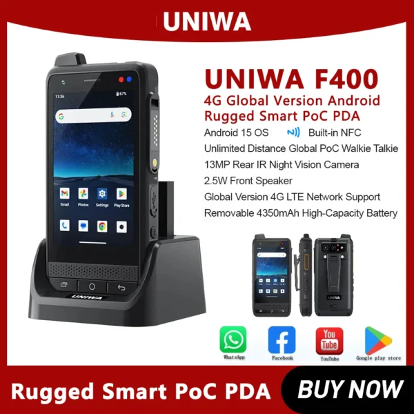 Uniwa F400 Smartphone 4-Inch Handheld DMR Digital For Waterproof Walkie Talkie With Global Range Zello Walkie Talkie