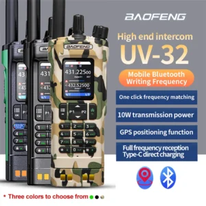 Camouflage BAOFENG UV32 GPS 10W Multi Band Programming Wireless Copy Frequency NOAA Long Range Ham Camping UV-32 Walkie Talkie