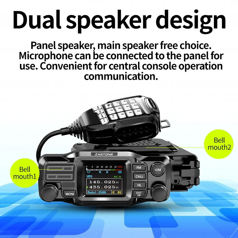 Zastone D500 25W Mobile Radio dual-band VHF UHF Detachable Panel Transceiver Amateur Station Split Mini Car Walkie Talkie - Image 5