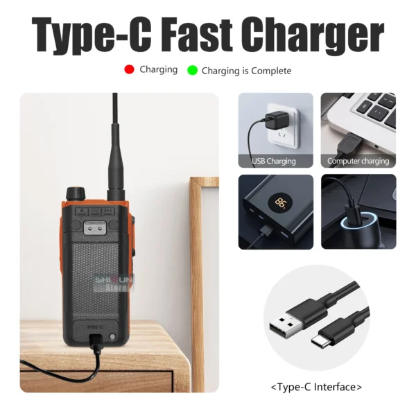 VR-N76 Walkie Talkie IP67 Waterproof Bluetooth Programming GPS APRS VHF/UHF SMS FM Type-C Charger Ham Two Way Radio For Hunting - Image 6