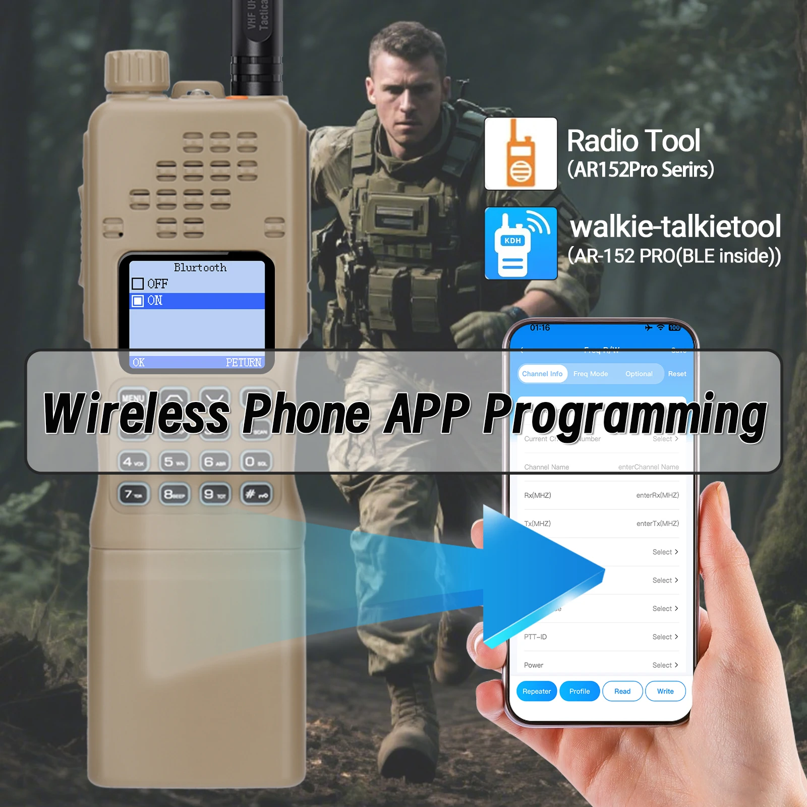 Baofeng AR-152 PRO GPS 10W Walkie Talkie Bluetooth Phone Programming Multi Band Long Range 1000CH 12000mAh Tri-power Ham Radio - Image 2