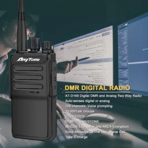 Anytone AT-D168 Walkie Talkie UHF 400-480MHz 256Ch DTMF 2TONE 5TONE AES256 ARC4 Encryption Digital DMR Two Way Radio