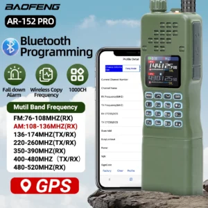 BAOFENG AR-152 PRO GPS Multi Band Walkie Talkie 12000mAh Bluetooth Programming Tri-power 1000CH DTMF Long Range Two Way Radio